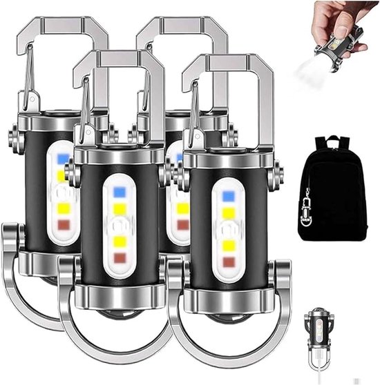 2er-pack Wiederaufladbare Led-schlüsselanhänger-taschenlampe (1200 Lumen) – Schwarz