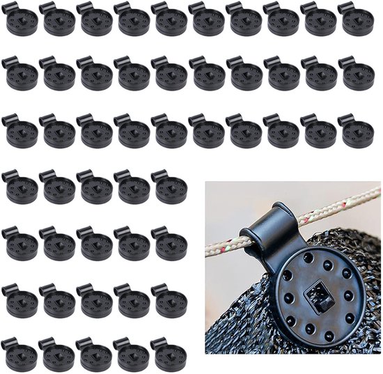 50 Stück Kunststoff-schattennetzclips, Runder Verschluss Für Gewächshäuser, Gärten, Schattierungsnetze, Vogelschutznetze, Markisen – Schwarz
