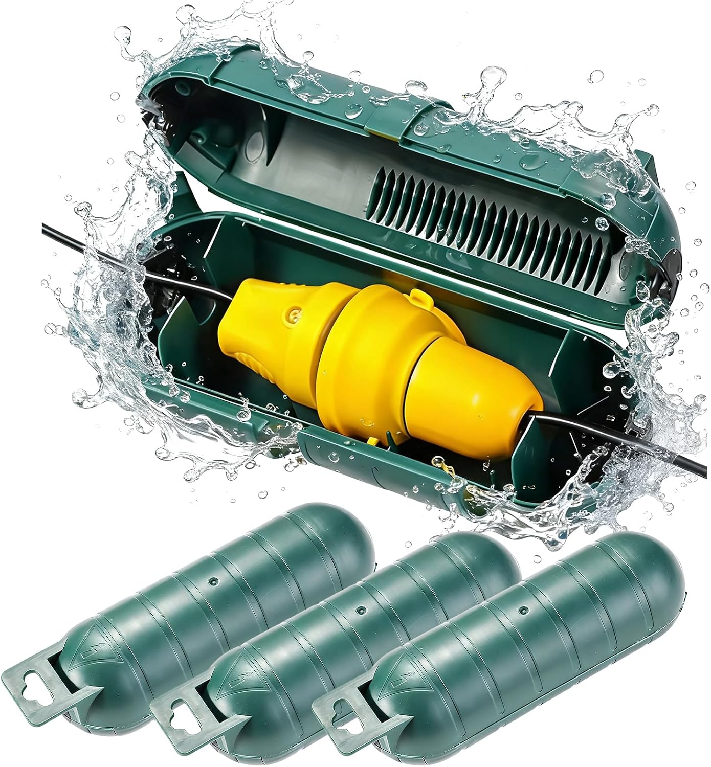 3-teiliges Verlängerungskabel-schutzset Für Den Außenbereich – Wasserdichte Kabelverbinderbox – Elektrischer Sicherheitskasten – Außenstecker – Steckdosen – 3-teilig