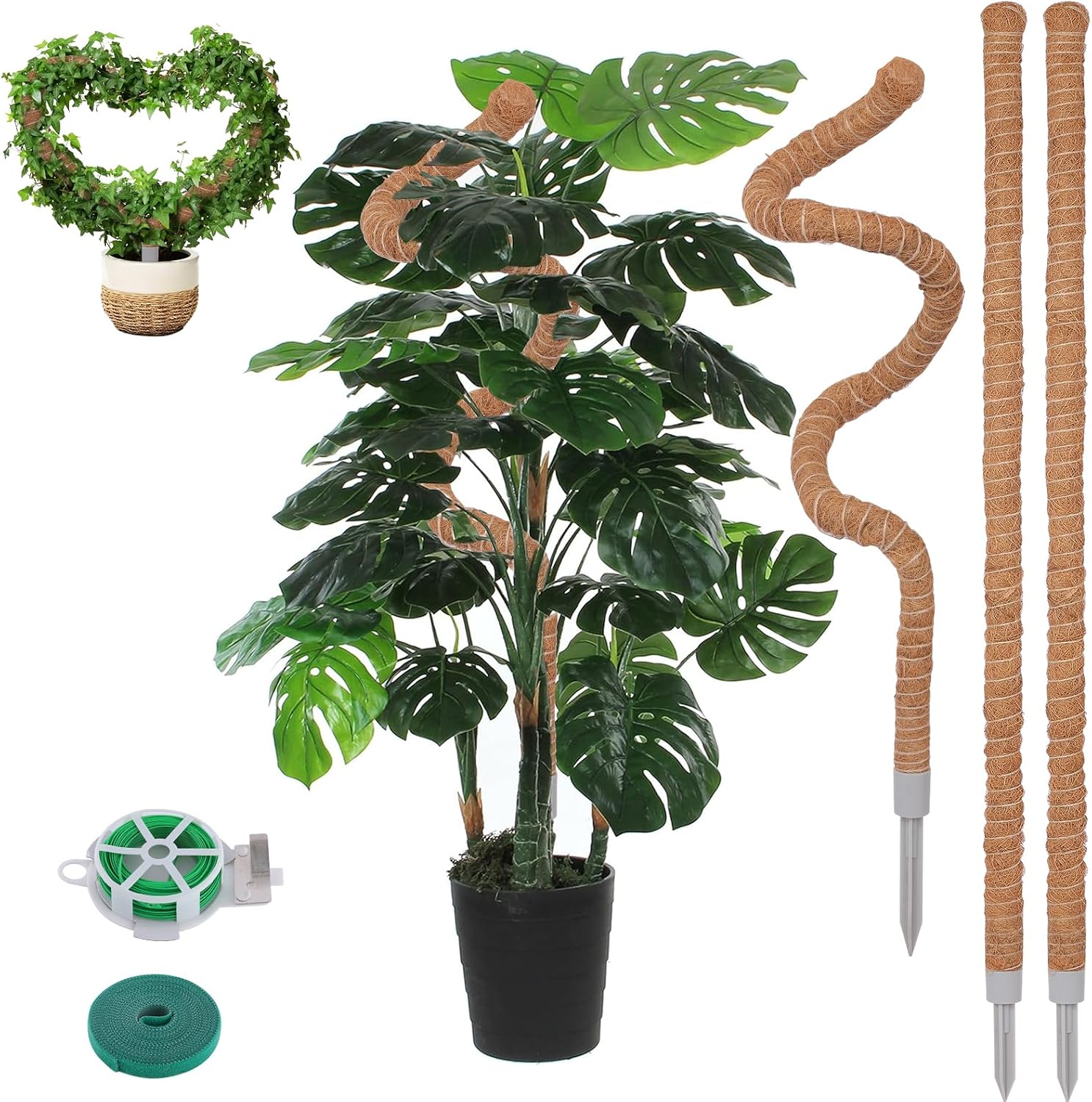 3-teiliges Moosstab-set, 127 Cm (50 Zoll) – Monstera-pflanzenstütze – Lange Kokosnussstange – Kletterpflanzen – Efeutute – Philodendron – 127 Cm (50 Zoll) – 3-teilig