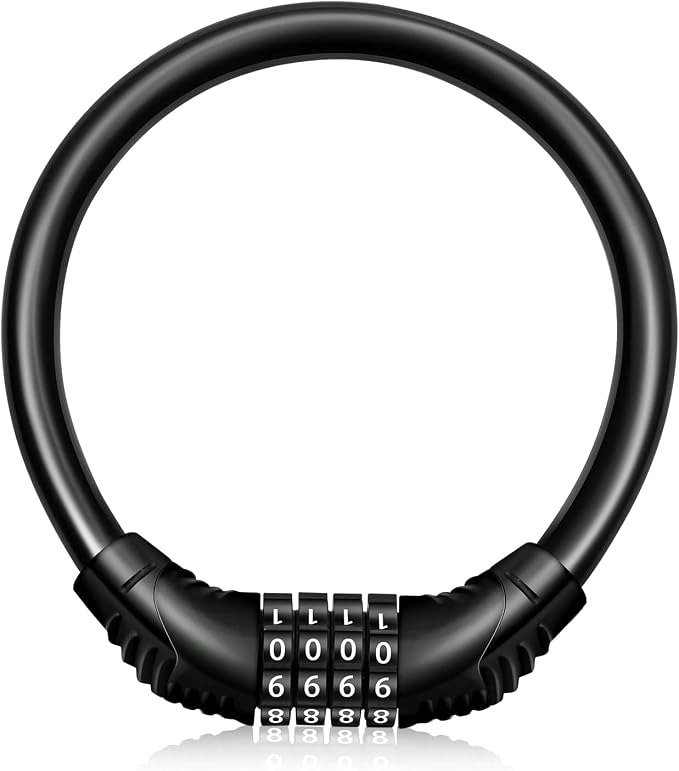 Tragbares Fahrradschloss Mit Kabel, Hochwertiges Fahrradschloss Mit 4-stelligem Code, Ideal Zum Sichern Von Fahrrädern, Motorrädern Und Mopeds.