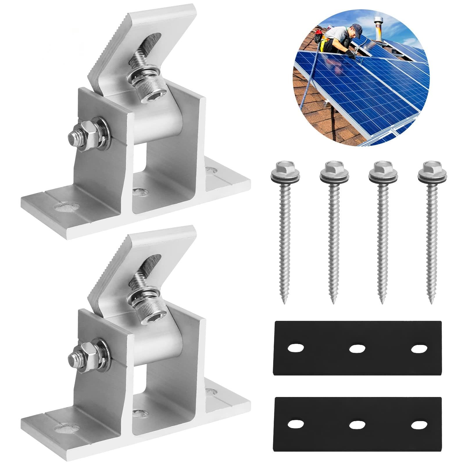 2-teiliges Solarmodul-montageset Aus Aluminium Mit 4 Schrauben Und 2 Gummiringen. Verstellbare Solarmodul-dachhalterung Für Wohnmobile.