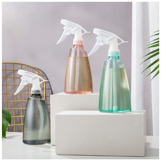 3-teiliges Set Mit 500-ml-sprühflaschen Aus Kunststoff, Nachfüllbar, Leer, Transparent, Mit Sprühkopf Für Gartenarbeit, Blumen, Haarstyling Und Reinigung