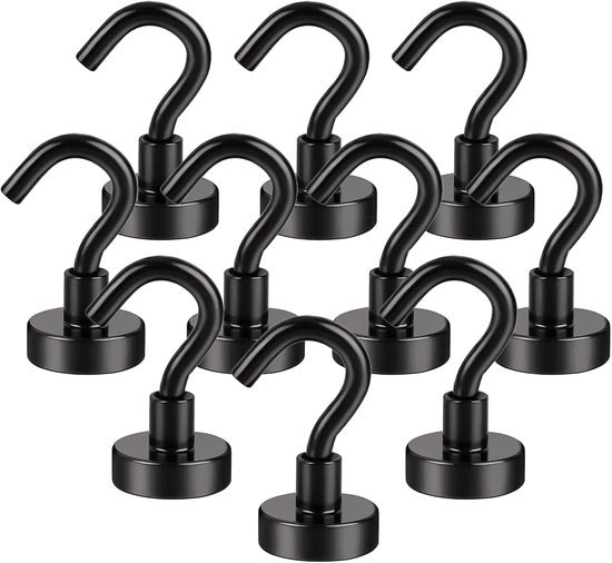 Magnethaken - 10 Stück - Magnete Ohne Bohren - Extra Stark - Spurlose Aufbewahrungshaken - Starke Magnethaken - Für Küche, Bad,