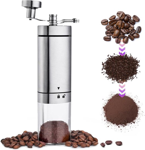 Manuelle Kaffeemühle, Verstellbar, Aus Edelstahl, Mit Keramikmahlwerk Und Klappbarem Griff