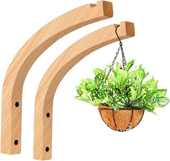 2-teiliges Set Wandhaken Und Korbhalterungen Aus Holz Für Laternen