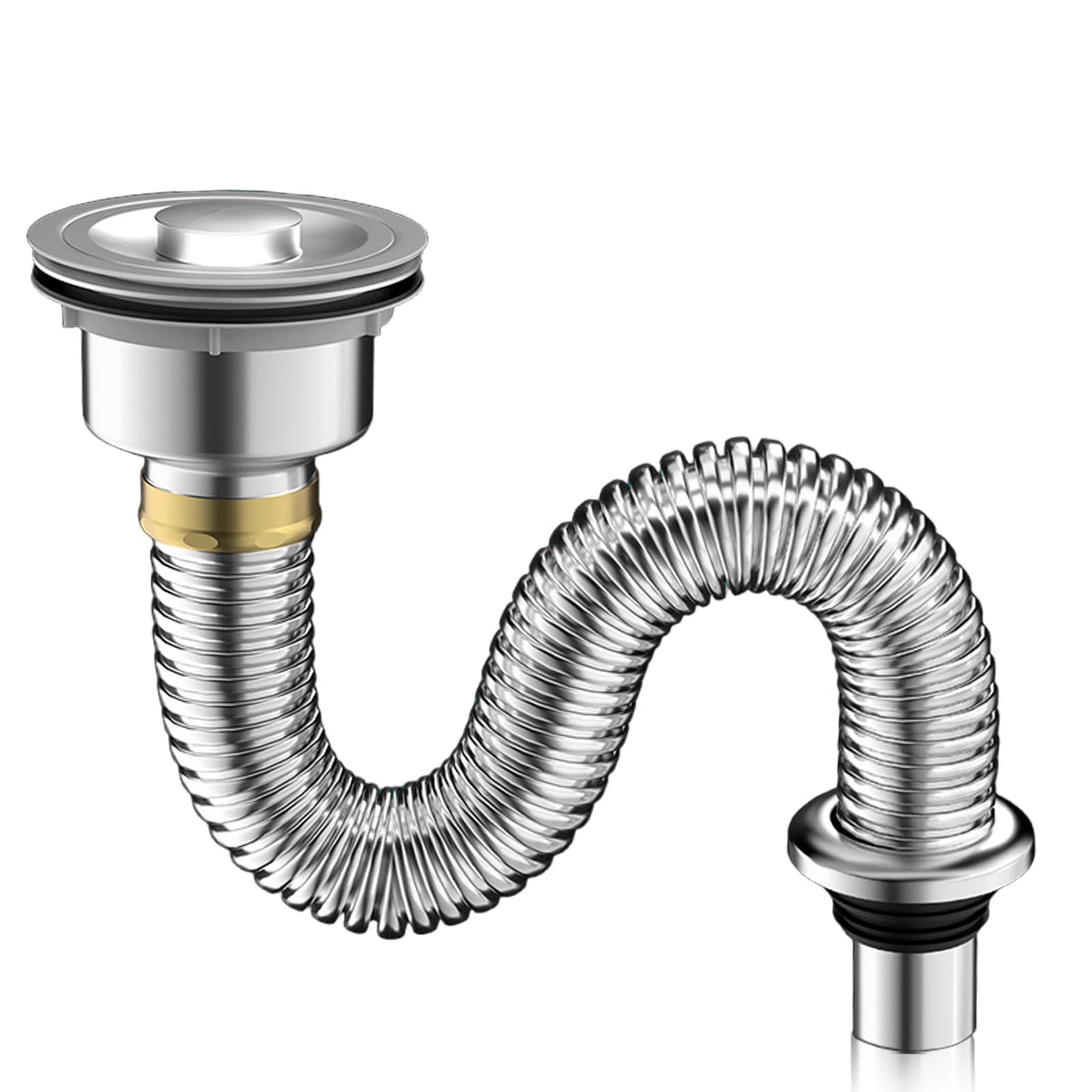 Ablaufgarnitur Für Waschbecken, Ablaufgarnitur Aus Stahl Für Badezimmerwaschbecken, Universeller, Geruchsdichter, Flexibler Abflussschlauch, Abwasserablaufgarnitur