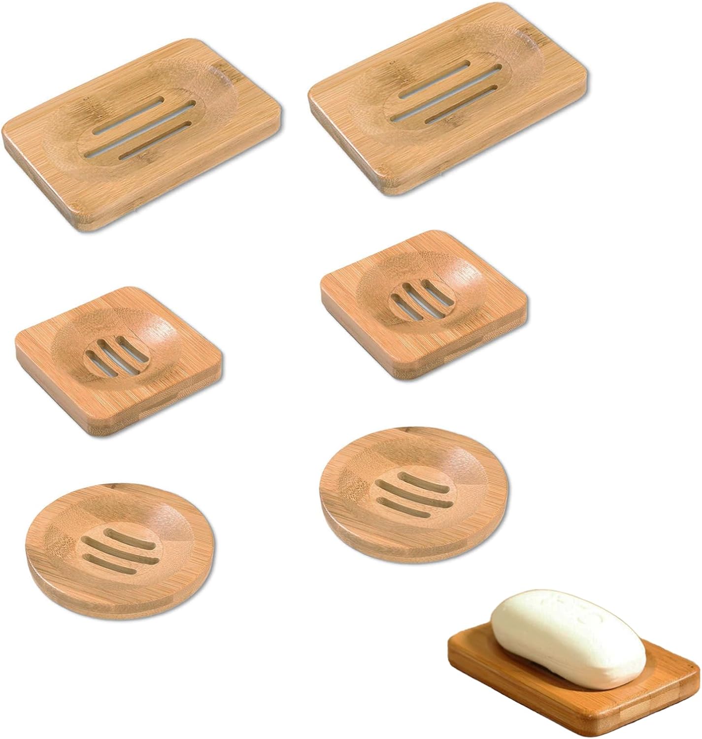 Set Mit 6 Bambus-seifenschalen, Handgefertigte Seifenbox Aus Holz, Seifenbox Aus Natürlichem Bambus, Geeignet Für Das Badezimmer, Seifenaufbewahrung (braun)