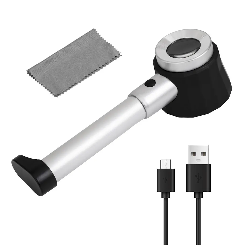 30-fache Handlupe Mit 10x/30x Doppellinse, Skala, Led- Und Uv-licht Für Schmuck Und Haut