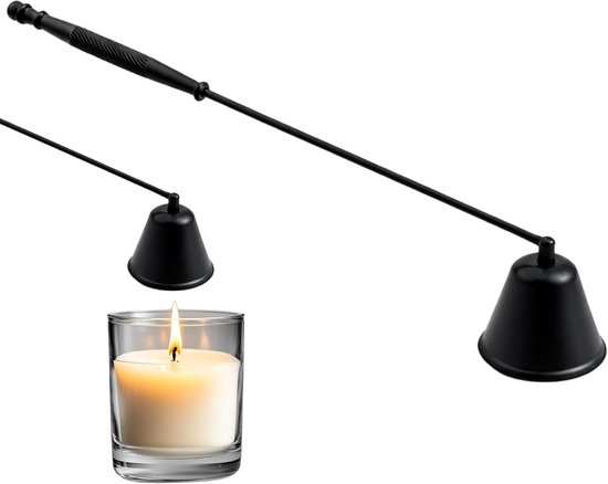 Feuerlöscher Mit Griff, Glocke Und Dochtlöscher Aus Edelstahl Für Schwarze Kerzen.