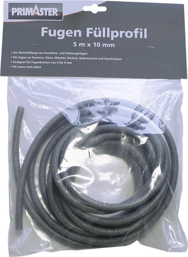 Primaster - Fugenfüll-Profil Grau 5m x 10mm Fugenprofil Rundschnur Fugenschnur