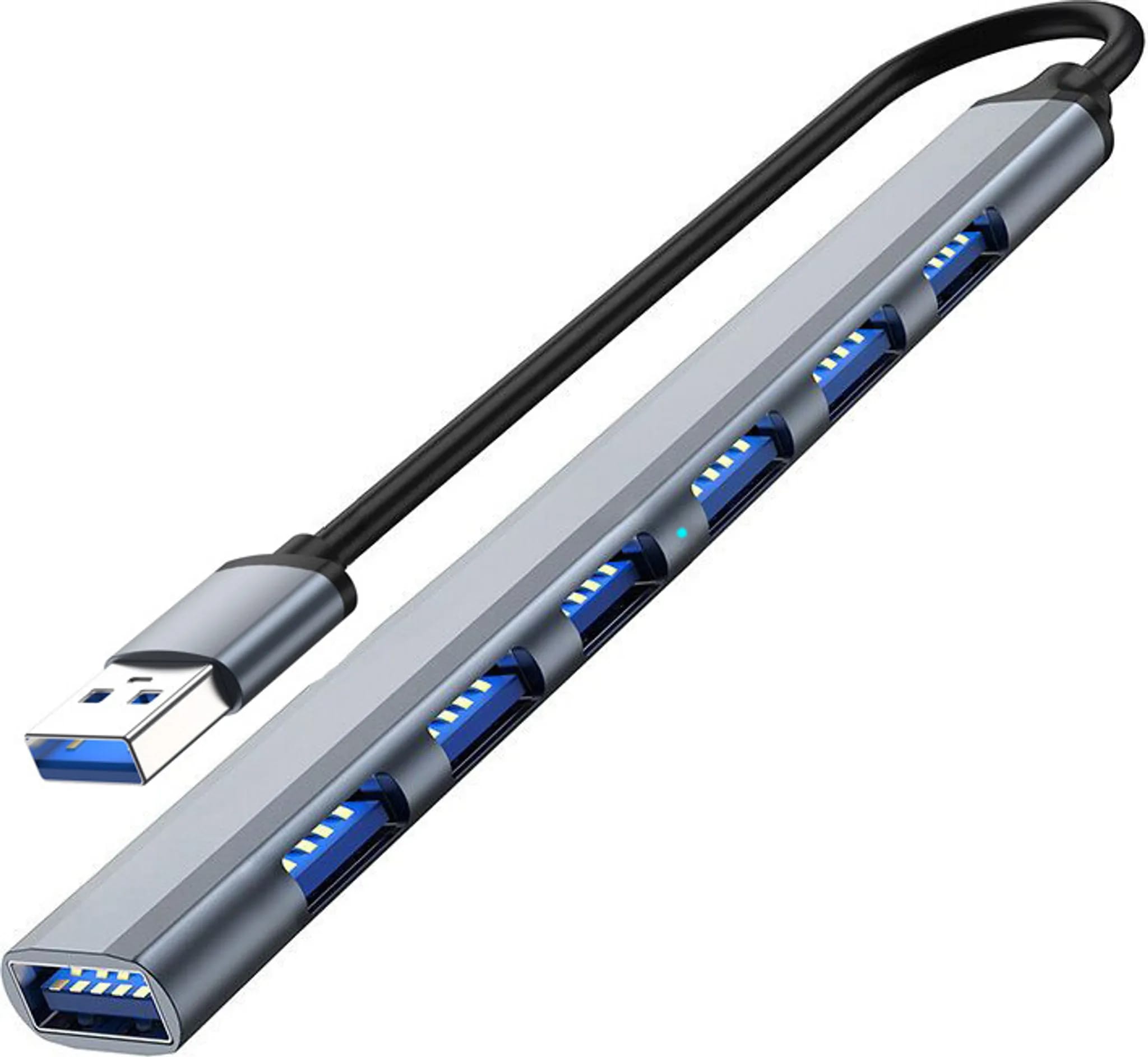 Usb 3.0 Auf Usb 2.0/3.0 Usb-hub, 7 Anschlüsse, Dockingstation, Silbergrau.