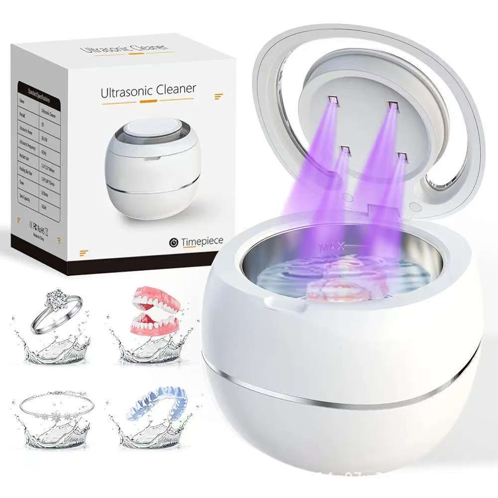 Ultraschall-fixateur – Hochwertiger 42-khz-dentalreiniger Für Prothesen, Fixateure, Schmuck Usw. – 180-ml-tank, Zwei Betriebsmodi, Digitaler Timer, Tragbar (weiß)