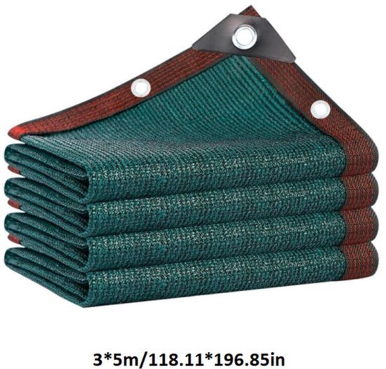 Sonnenschutzgewebe 3 X 5 M, Netzförmig, Uv-schutz, Rechteckig, Perforiert, Für Balkon, Terrasse, Grün