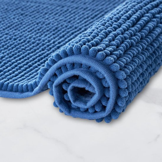 Rutschfeste, Weiche Chenille-badematte, Super Saugfähig, Maschinenwaschbar, Als Set Kombinierbar, Für Bad, Dusche, Badewanne Und Wc, Blau, 50 X 150 Cm