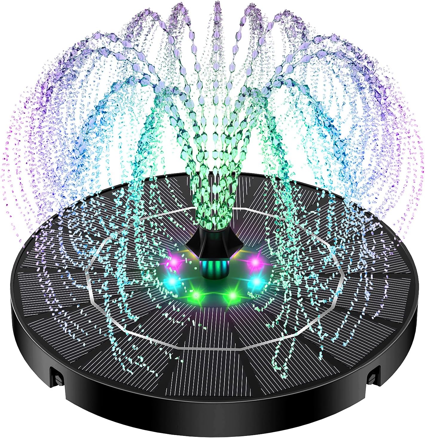 3,5-w-solarbrunnen – 2200-mah-akku – Solarbrunnen Für Vogeltränke – Bunte Beleuchtung – Automatischer Zyklus – Geeignet Für Garten Und Terrasse