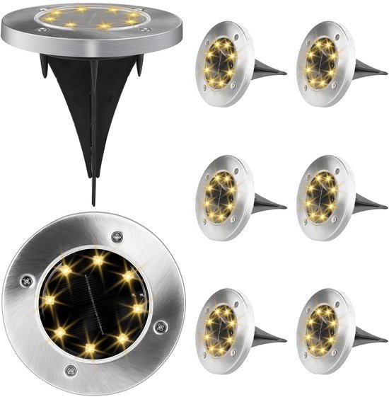 8 Stück 8-led-solar-bodenleuchten In Warmweiß, Ip65 Wasserdichte Bodeneinbauleuchten Für Einfahrt, Terrasse, Wege Und Rasenflächen