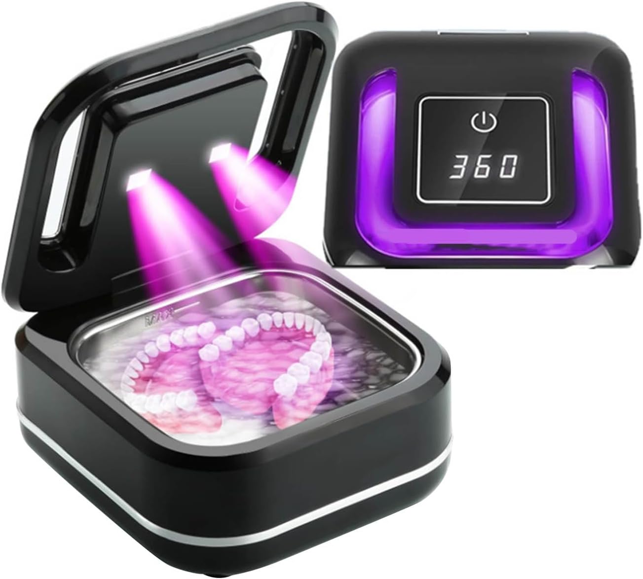 Ultraschallreiniger Zur Reinigung Von Zahnschienen, Mundschutz Und Prothesen Ultraschall-prothesenreiniger Mit Digitalem Timer (schwarz).