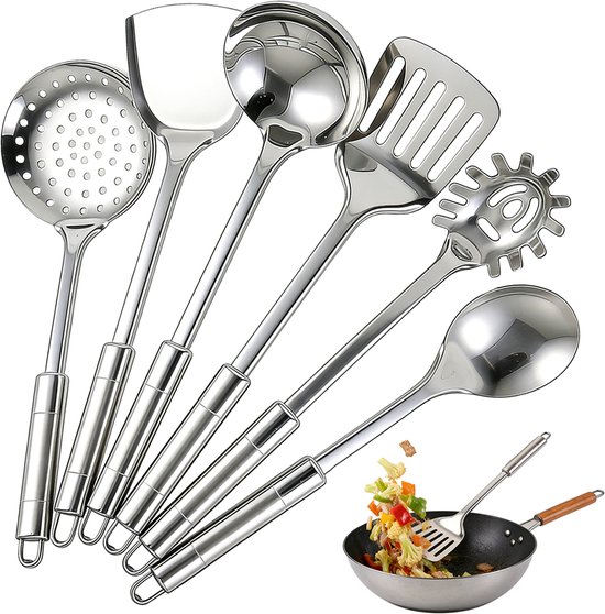 Küchenutensilien-set Aus Edelstahl 410 – 6-teilig – Antihaftbeschichtung – Zubehör – Hitzebeständiges Metall, Zum Aufhängen – Esszimmer, Küche