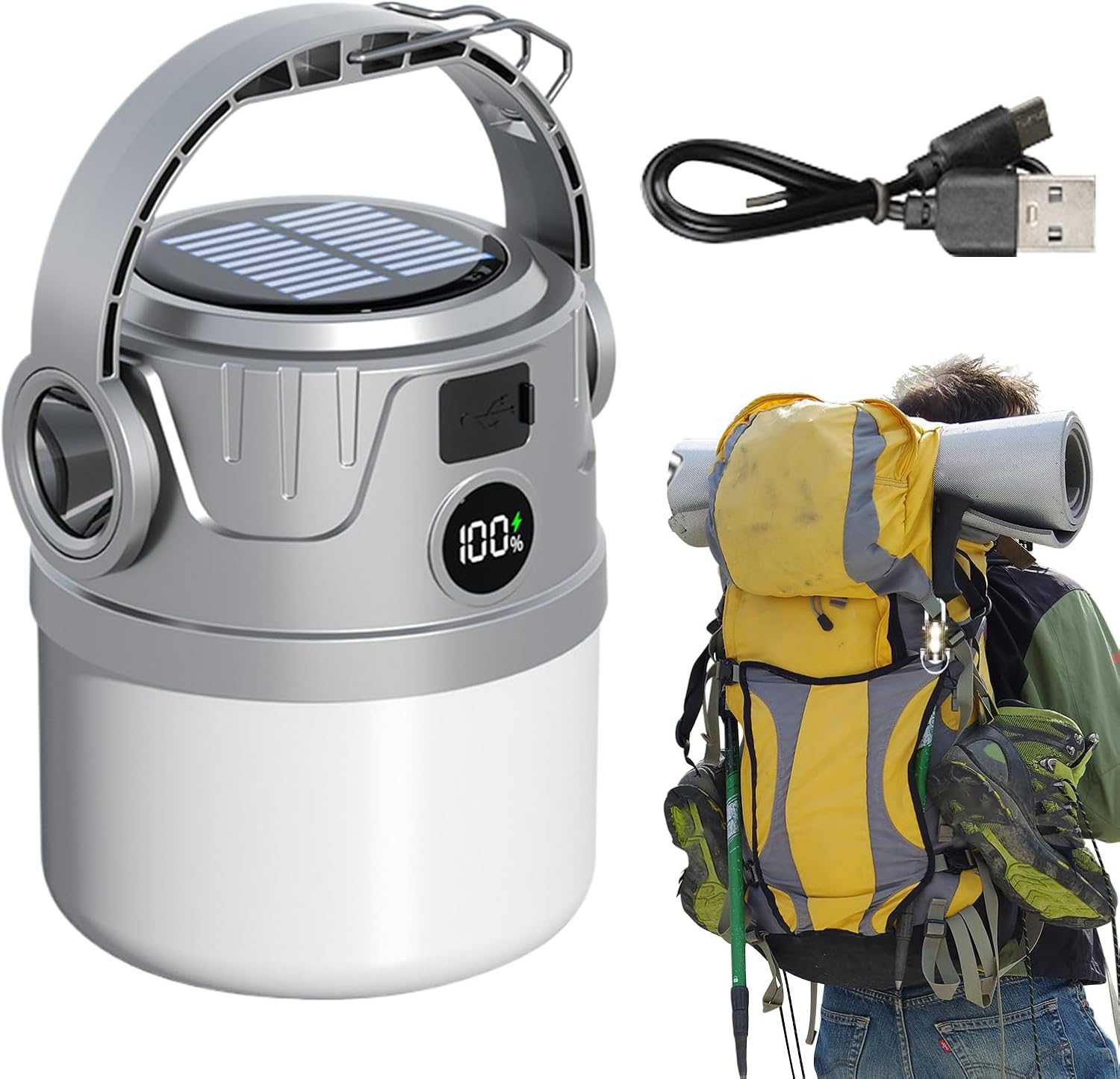 Solar-campinglaterne, Solar-campingleuchten Solarbetriebene Außenleuchten, Wasserdichte, Wiederaufladbare Tragbare Lampe Für Outdoor-abenteuer Und Den Innenbereich