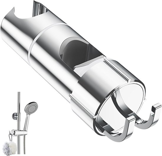 Duschkopfhalterung Mit 2 Haken – Für Duschköpfe Mit 20,5–23,5 Mm Durchmesser – Verstellbare Duschkopfhalterung – Für Duschstangen Mit 16–27 Mm Durchmesser – Verchromter Ersatzduschkopf