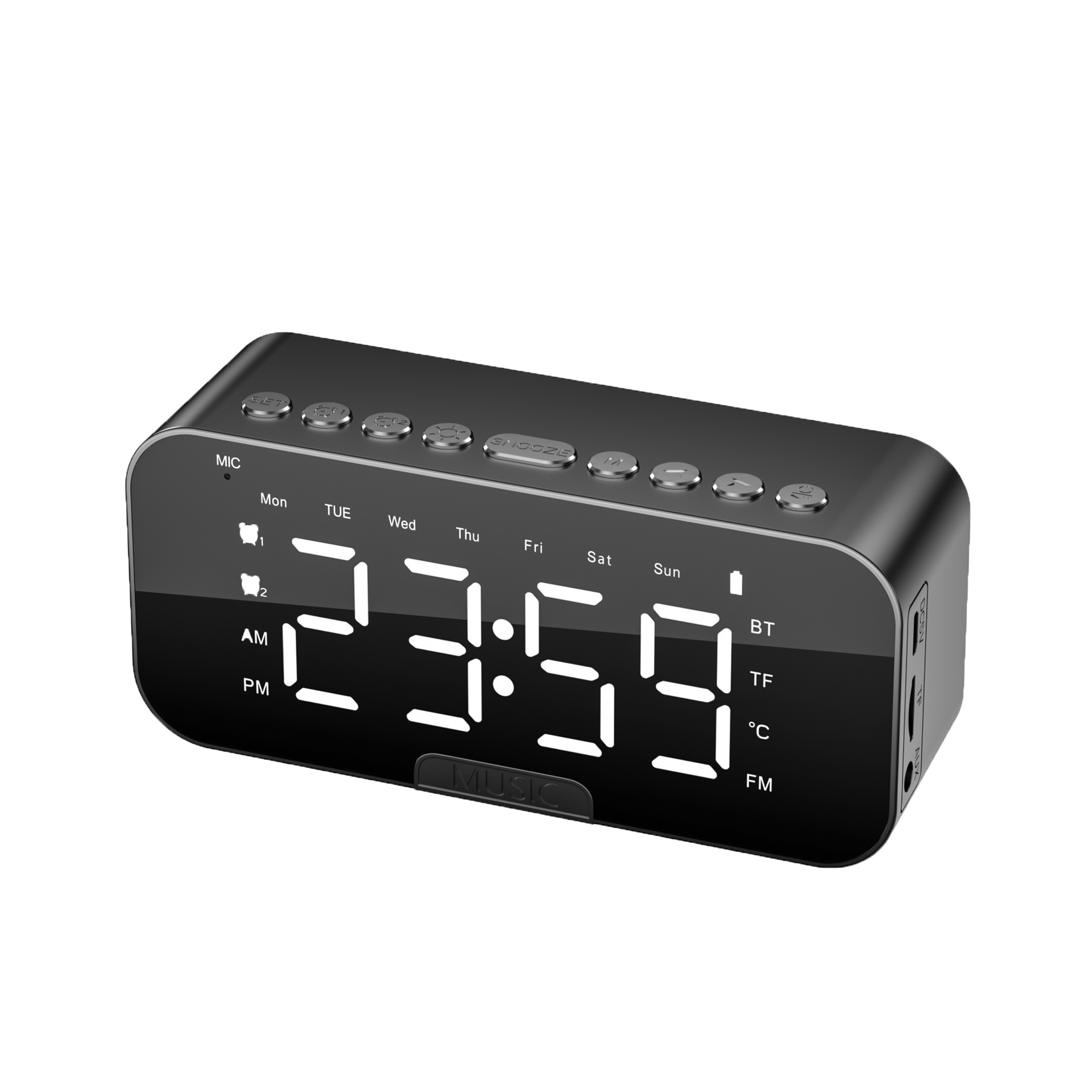 Intelligenter Bluetooth-lautsprecher, Multifunktional, Elektronischer Wecker, Weckfunktion, Tischuhr, Lautsprecherwecker