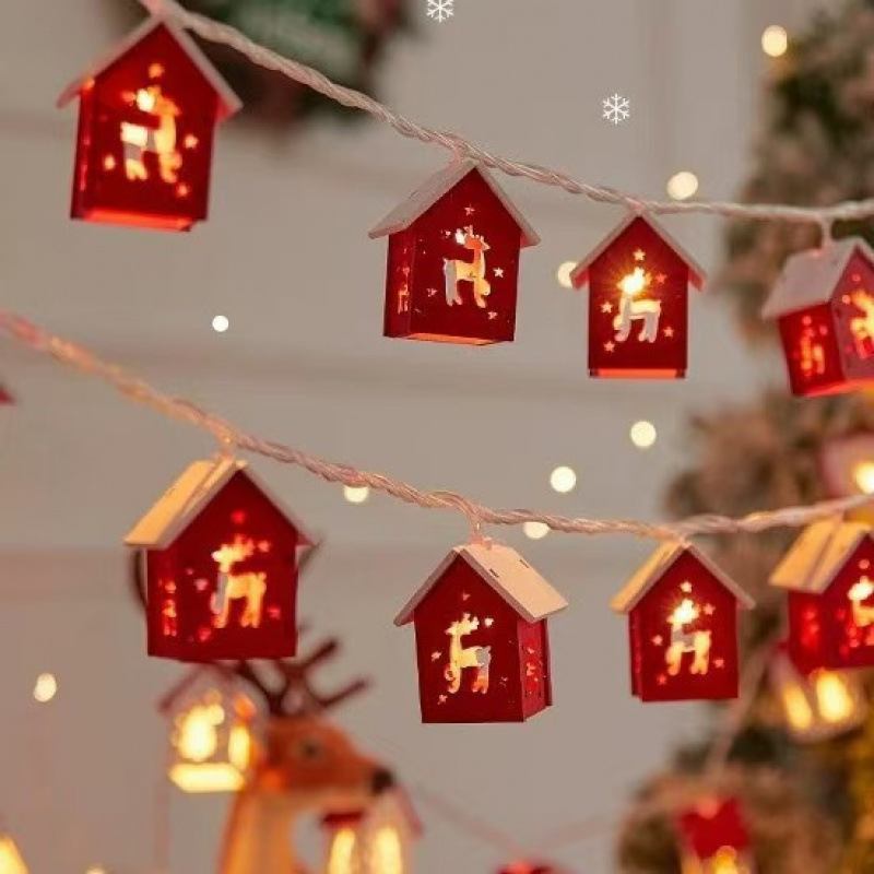 Weihnachtshaus Aus Holz – Led-lichterkette – Weihnachtsbaumschmuck – Stimmungsbeleuchtung – Raumbeleuchtung – 3 Meter Lang, 20 Batterien