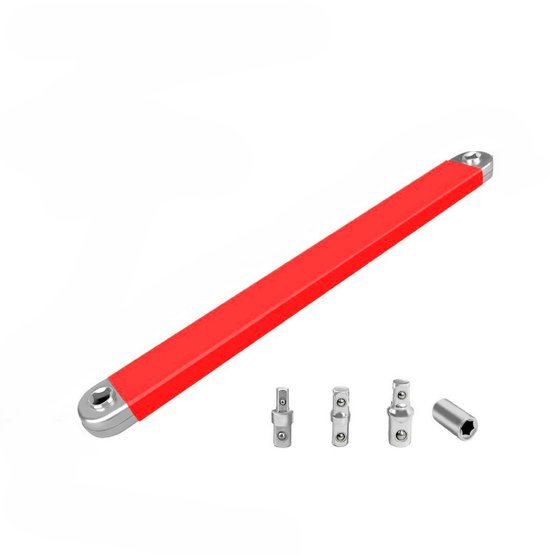 38 Cm Langer Ratschen-verlängerungsschlüsselsatz, Robustes Kfz-reparaturwerkzeug, Rot