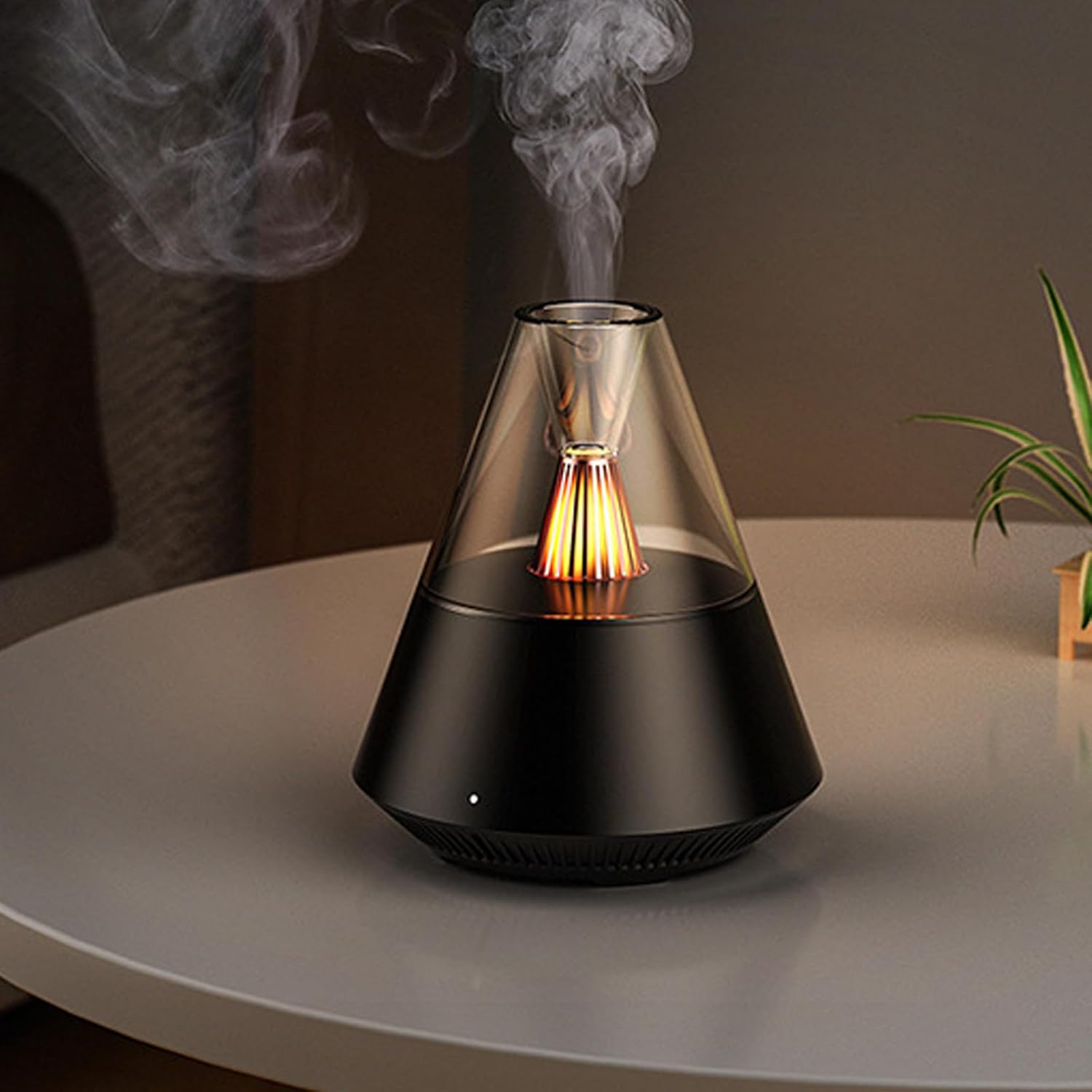 3d-flammen-aroma-diffusor, Schwarz, Für Den Heimgebrauch, 400 Ml Flammenlicht, Luftbefeuchter Mit Bluetooth-lautsprecher, 7-farbigem Led-nachtlicht Und Fernbedienung