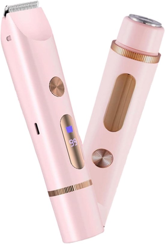 2-in-1 Elektrischer Damenrasierer Für Intimbereich, Bikinizone, Gesicht, Beine, Achseln, Wasserdicht.