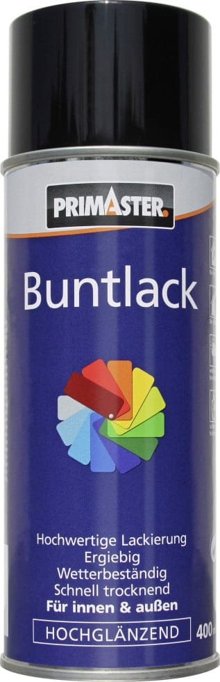 Primaster - Lackspray 400ml Verkehrsschwarz Hochglänzend Wetterbeständig Sprühlack