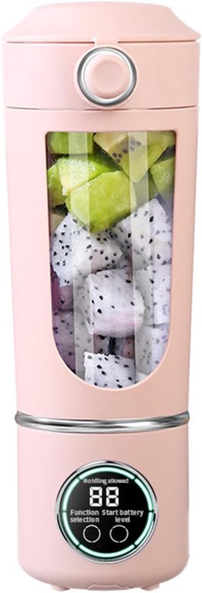 Tragbarer Standmixer (700 Ml), Persönlicher Smoothie-maker Mit Eiscrusher, Leistungsstarker 7,4-v-motor, Wiederaufladbarer Usb-getränkebecher Für Sport Und Reisen, Pink