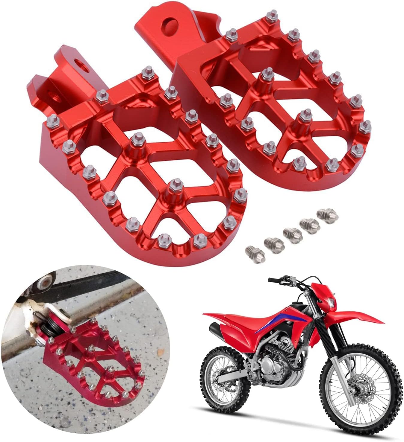Passend Für Dirtbike-fußrasten, Pedale Und Cnc-halterungen Für Crf250f (2019–2024), Xr150l (2015–2024), Crf150f, Crf230f (2003–2019) Und Hawk 250 Dirt Pit Bike (rot).