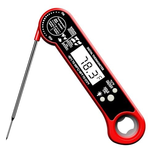 Thermometer, Wasserdicht, Sofortanzeige Für Küche Und Grill, Lebensmittelthermometer Zum Grillen Und Kochen, Rot