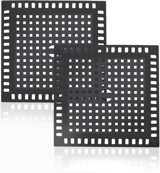 2er-pack Schwarze 12x12 Cm Haarfilter Aus Edelstahl Und Silikon Für Duschbodenabläufe