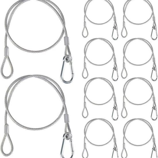 10er-pack Traversenklemmen, Halterung Für Beleuchtungssicherheitsseile, 2 Mm Traversensicherheitsseil, Bühnenbeleuchtungs-sicherheitsketten Zum Aufhängen, Klemmhaken-sicherheitsseil Für Beleuchtung
