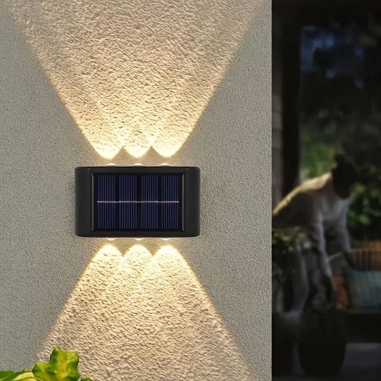 Wasserdichte Solar-wandleuchten – 2-teiliges Set, Außenbeleuchtung Mit 6 Leds, Perfekt Für Terrassen, Straßen, Zäune, Garagen Und Gärten.