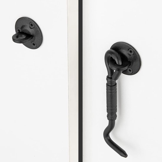 Schwerer Edelstahl-kabinenhaken Mit Öse, Windbeständiger Schiebetürriegel Und Fensterriegel Für Weinschränke Und Kleiderschränke (schwarz)