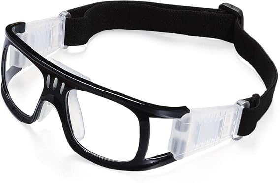 Outdoor-sport-fußballbrille, Schwarze Kunststoffgläser, Silikonrahmen, Stoßfestes, Verstellbares Kopfband, Unisex, Geeignet Zum Radfahren.