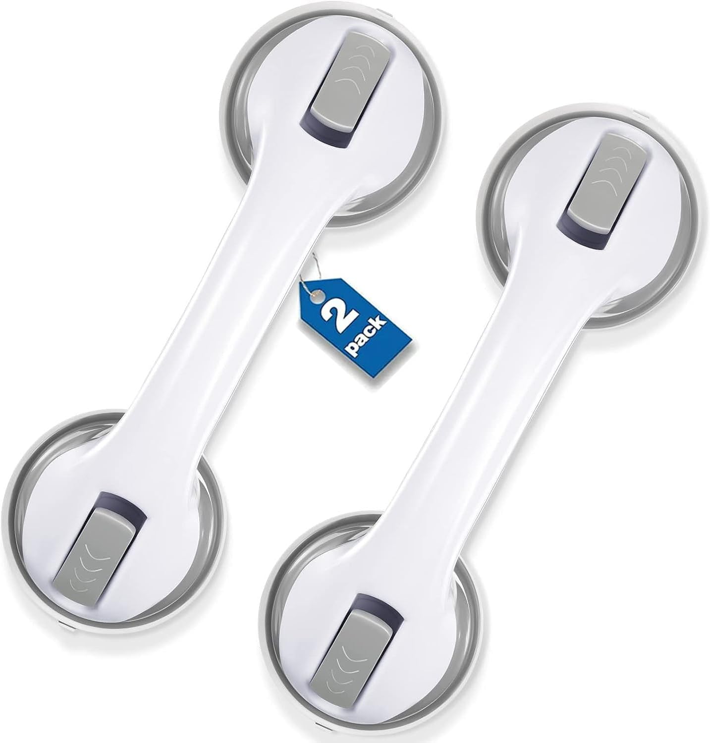 2er-pack Duschhaltegriffe, 30 Cm Lange Duschhaltegriffe Mit Starken Saugnäpfen, Grau Und Weiß