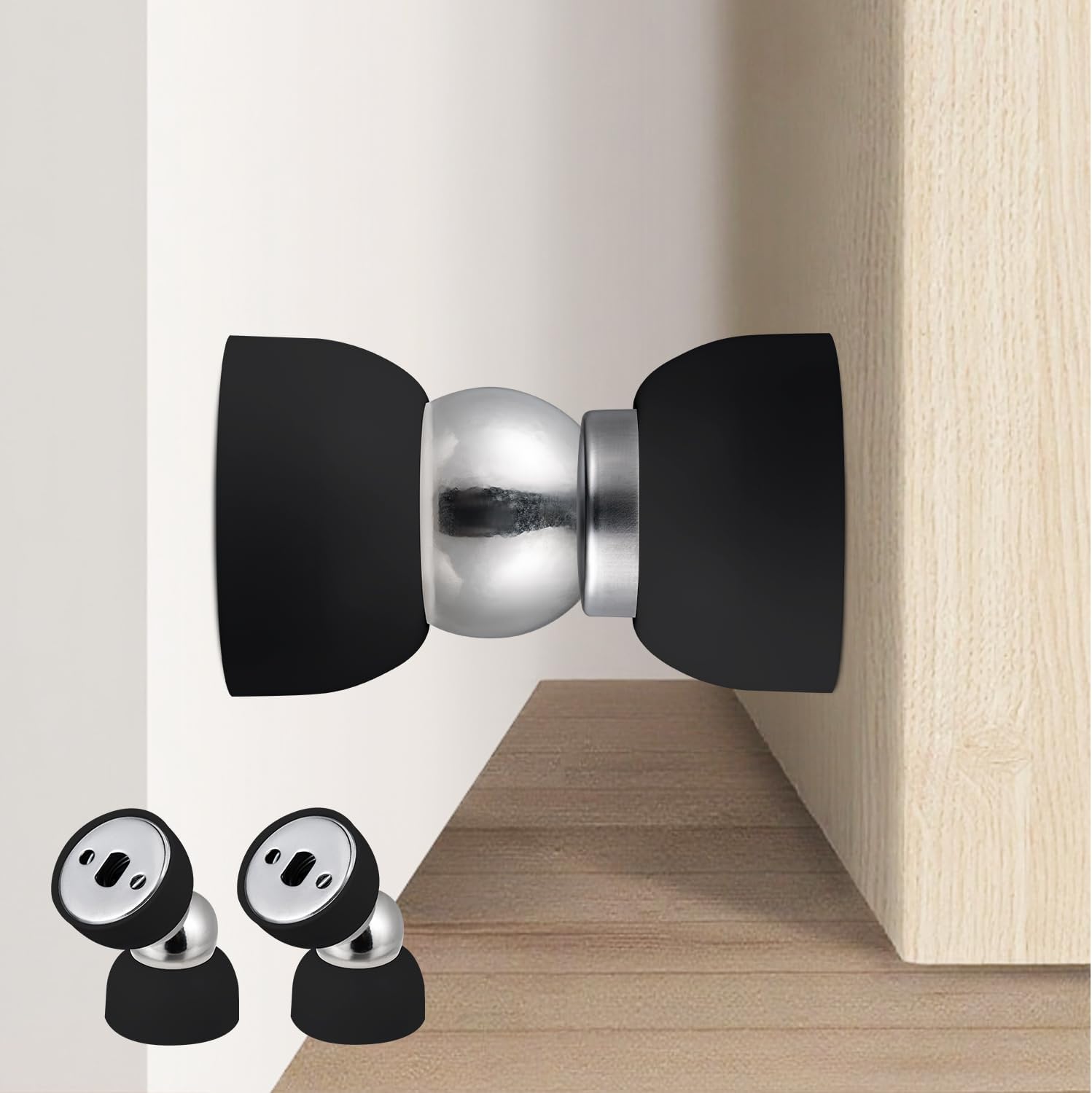 2er-pack Mini-türstopper Aus Edelstahl, Robuste Magnetische Türstopper, Geeignet Für Schlafzimmer, Badezimmer, Küchen, Wohnungen Und Büros (schwarz)