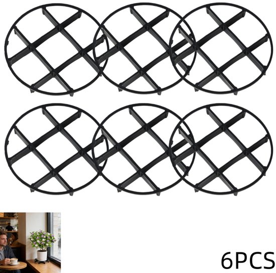 6er-pack Schwarze 12 X 12 X 1,5 Cm Hohe Abflussroste Für Pflanzgefäße Im Innen- Und Außenbereich