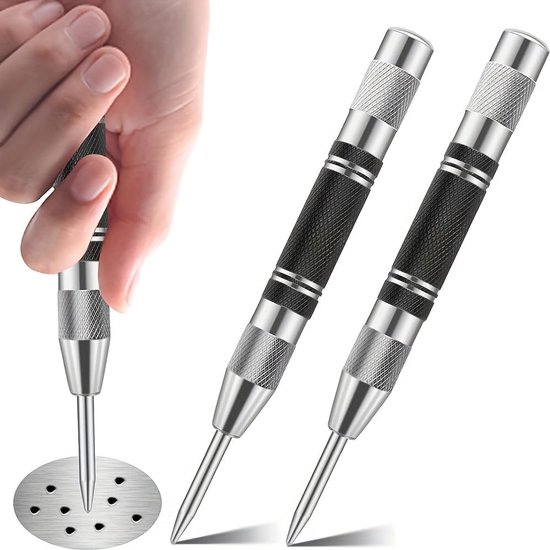 Körner – Zentrierspitze – 2-teiliges Set – Automatischer Körner – Geeignet Für Metall, Holz Und Glas – Einfache Tiefenkontrolle – Kompakt Und Tragbar