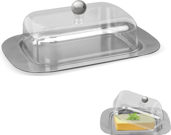 Butterdosen Aus Edelstahl – 430 Dosen Mit Transparenten Deckeln – 186 X 12 X 6,5 Cm – 265 G Butter