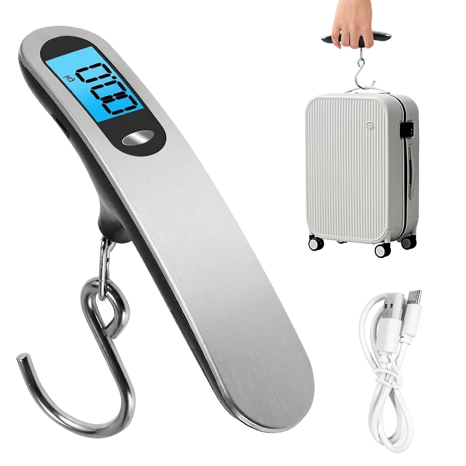 50 Kg Gepäckwaage – Neue Tragbare Digitalwaage 2.0 – Usb-aufladbar – Mit Aufhängehaken – Ideal Für Reisen, Zuhause Und Outdoor