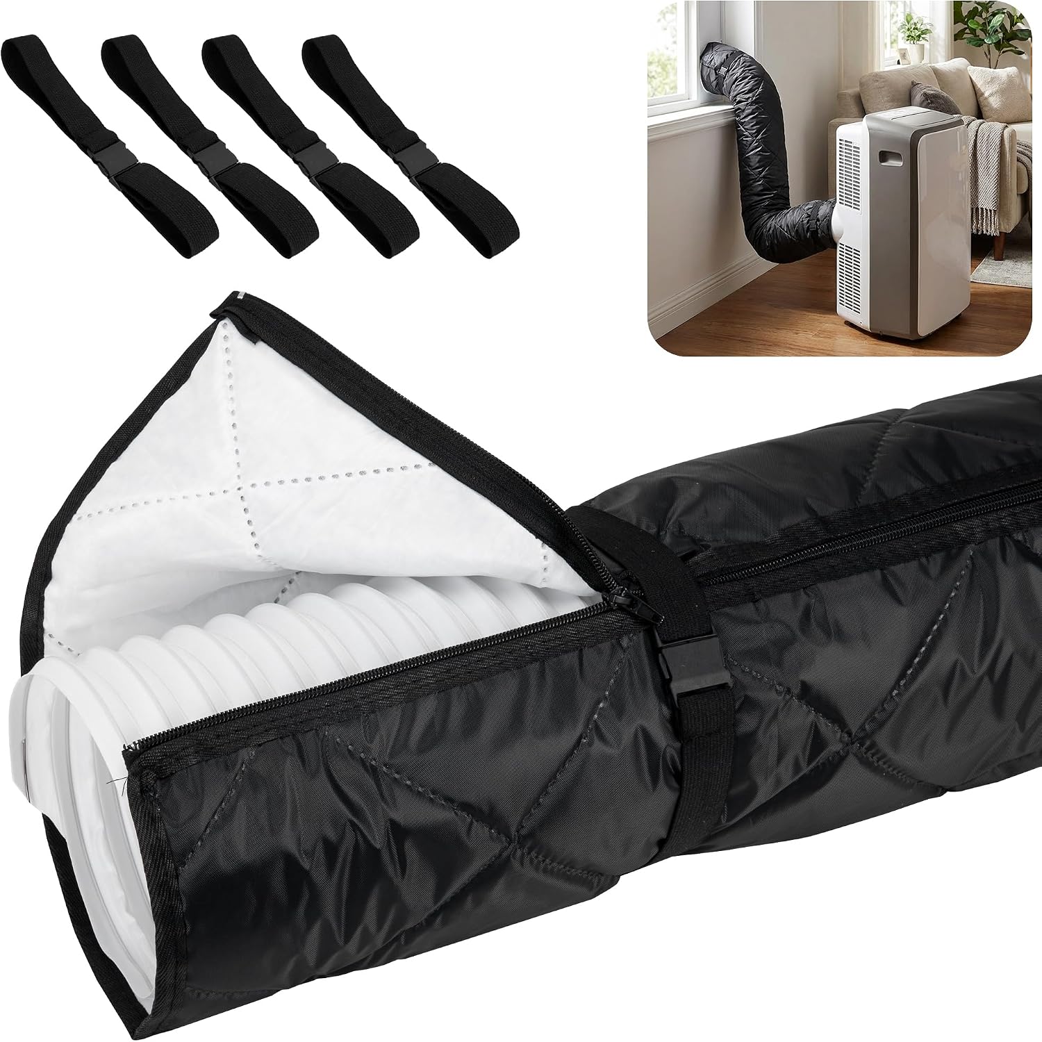 Schlauchüberzug Für Mobile Klimageräte (passend Für Abluftschläuche Mit Einem Durchmesser Von 5 Bis 5,9 Zoll / Ca. 12,7–15 Cm) – Schwarz