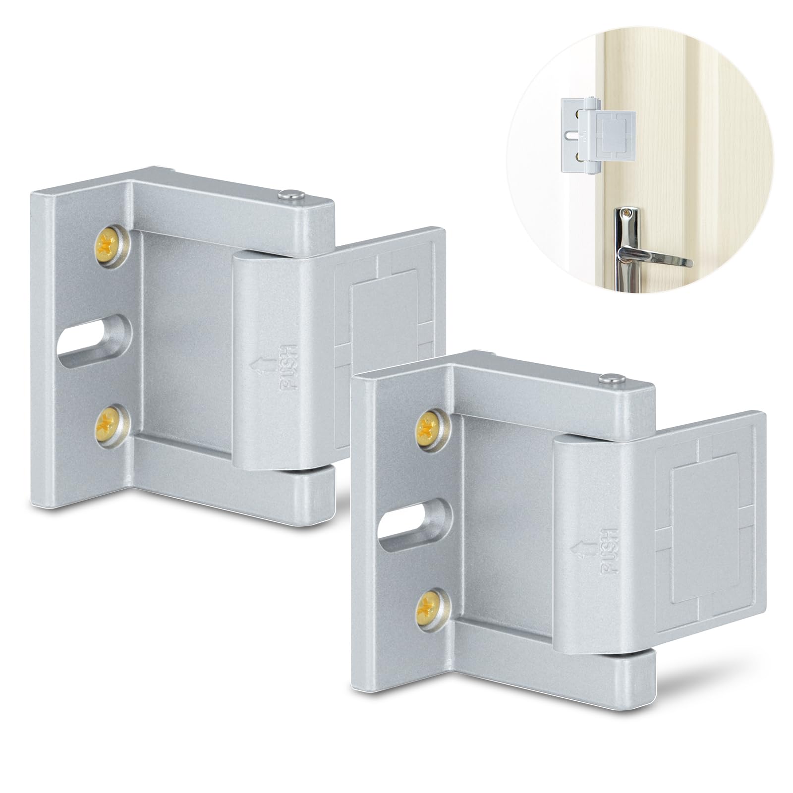 2er-pack Türschlösser, Silberne Türverstärkungsschlösser Für Haus Und Hotel, Edelstahlschrauben