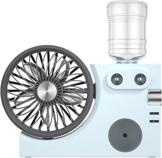 Ventilator Mit Zerstäuber – Persönlicher Luftkühler – Sommerkühlung – Zwei Düsen – 21,7 Cm – Blau