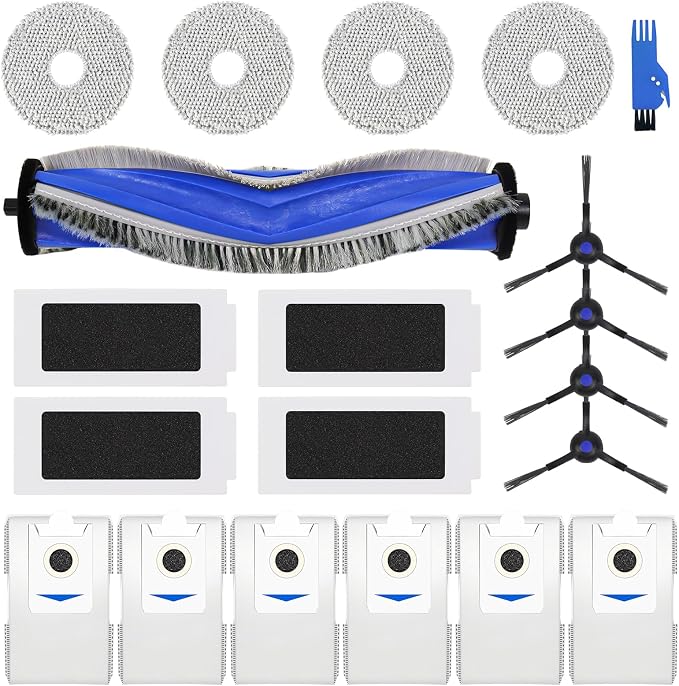 Ersatzteile Für Saugroboter: 1 Hauptbürste, 4 Filter, 4 Seitenbürsten, 4 Wischmopps, 6 Staubbeutel