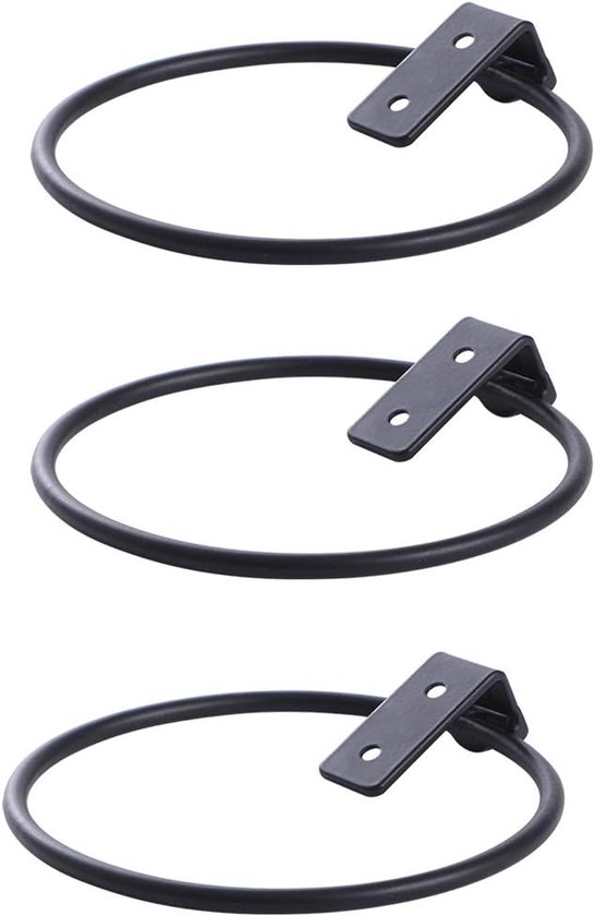 3-teiliges Set Aus Faltbaren, Schwarzen, Eisenen Wand-pflanztopf-stützringen (15 Cm)